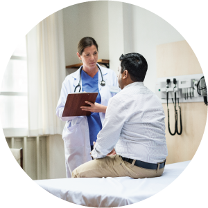 A doctor checking a patient.